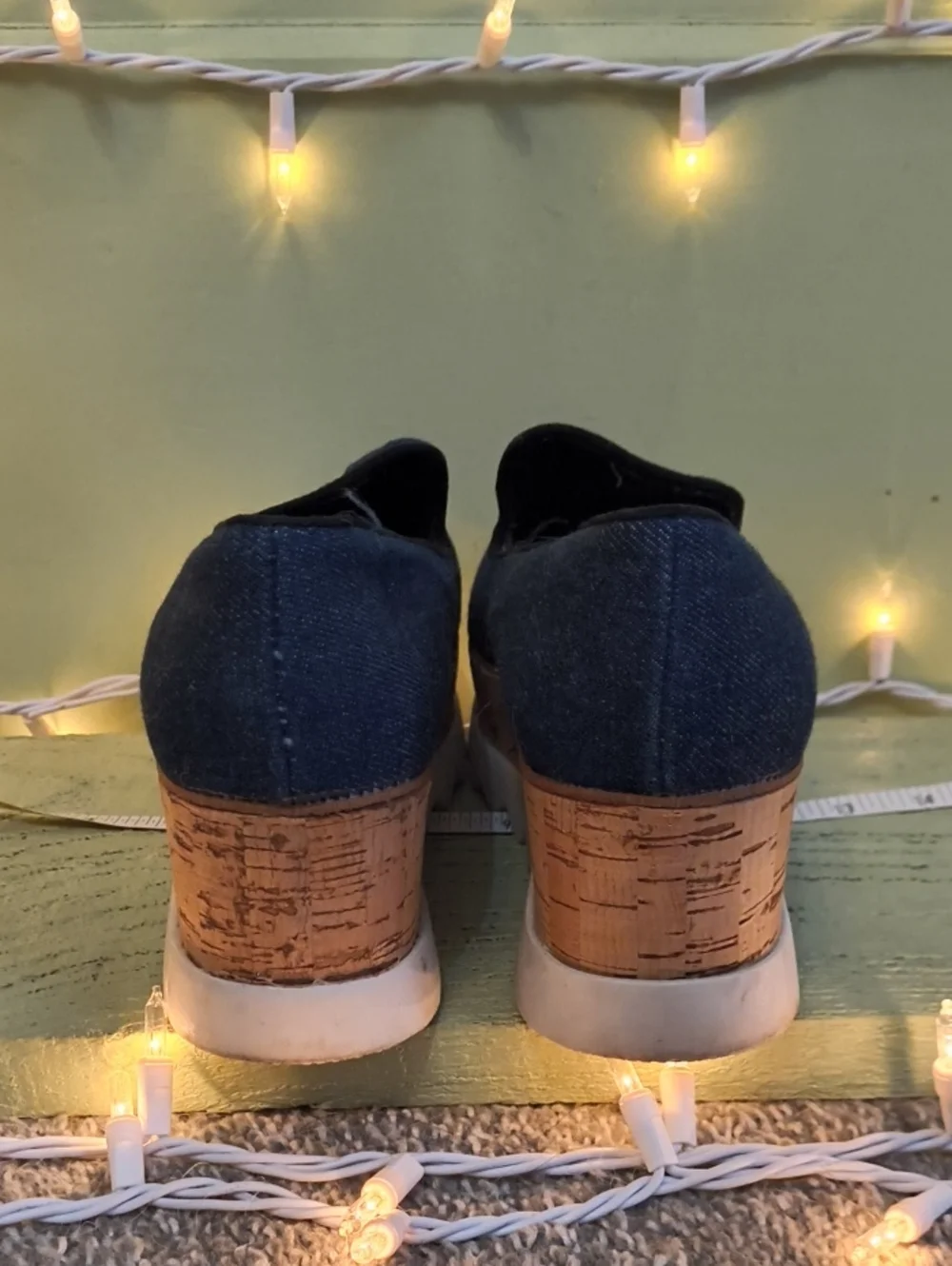 Women's Bamboo Distressed Denim Cork Platform Loafer 8